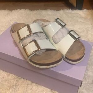 Stylish White Sandals with Buckle